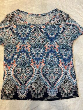 Westport Navy, Coral & White Paisley Short Sleeve Tee